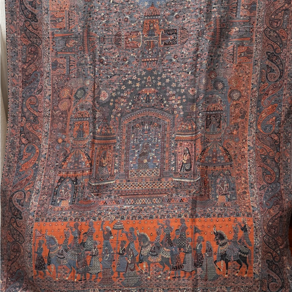 Mughal Inspired Design , Gold Thread Work ,Fine Quality ,Pure Pashmina, Kani Sha View 2